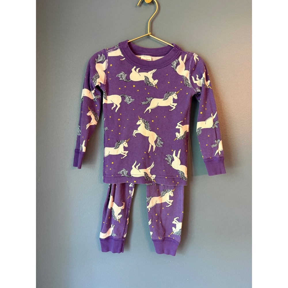 Hanna Andersson Girls Purple Unicorn Star Organic Cotton Pajama Set Size 90 US 3